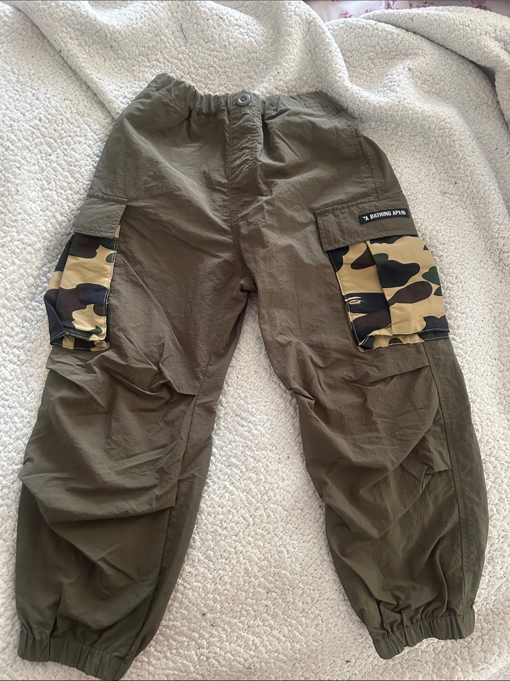 A Bathing Ape Cargo Joggers with Camo Pockets for Kids
